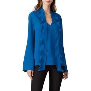 Derek Lam Ruffle Scarf Top Women's Size 54 XXL Rent The Runway Peacock Blouse